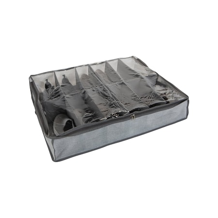 Simplify 12 Pair Under the Bed Shoe Storage Box in Heather Grey 25430-HEATHER